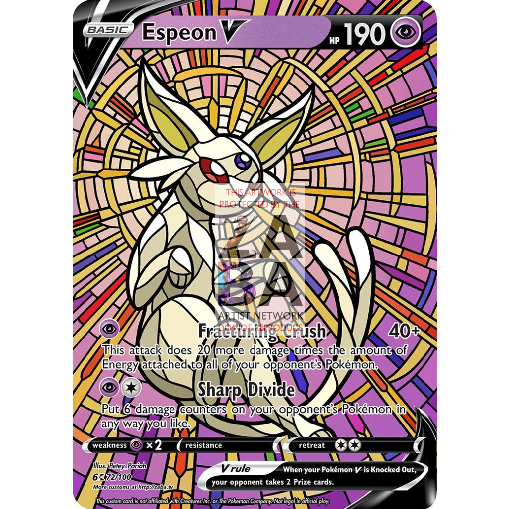 Espeon V Stained-Glass Custom Pokemon Card - ZabaTV