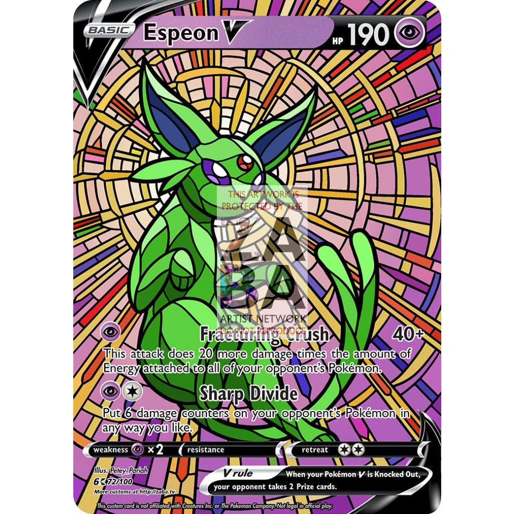 Espeon V Stained-Glass Custom Pokemon Card - ZabaTV