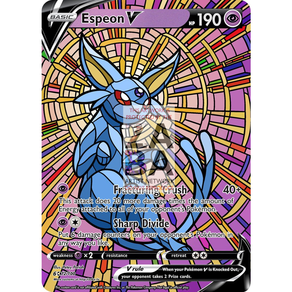 Espeon V Stained-Glass Custom Pokemon Card - ZabaTV