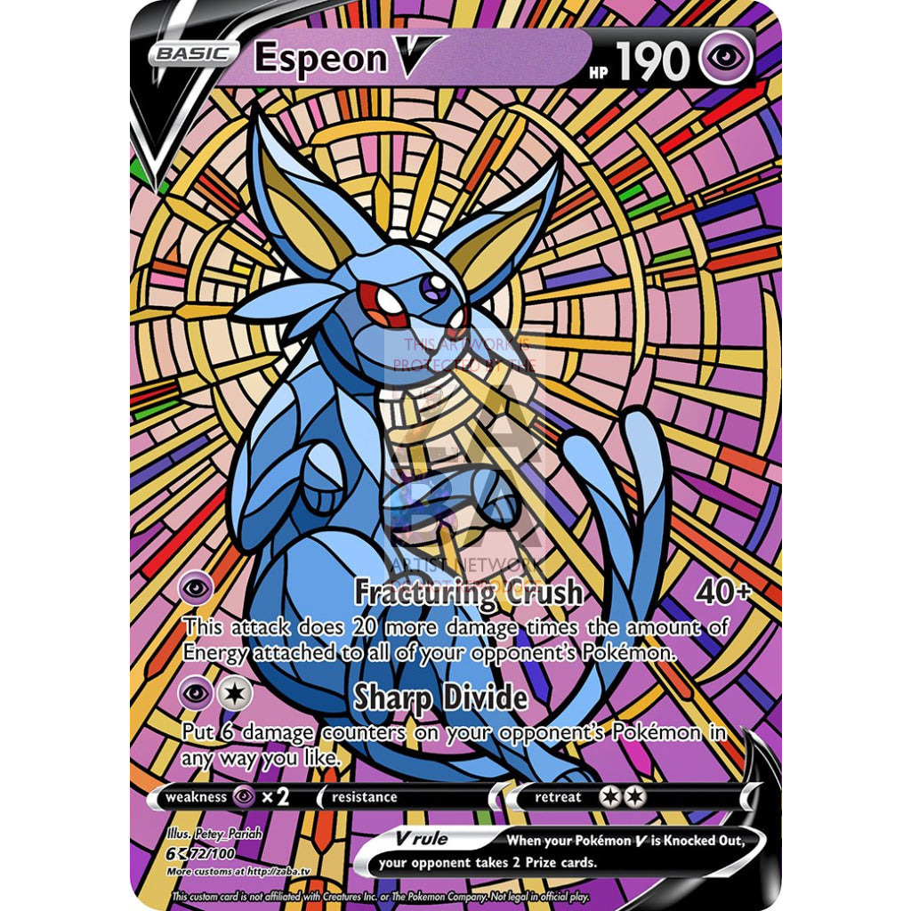 Espeon V Stained-Glass Custom Pokemon Card Sky Herald / Silver Foil
