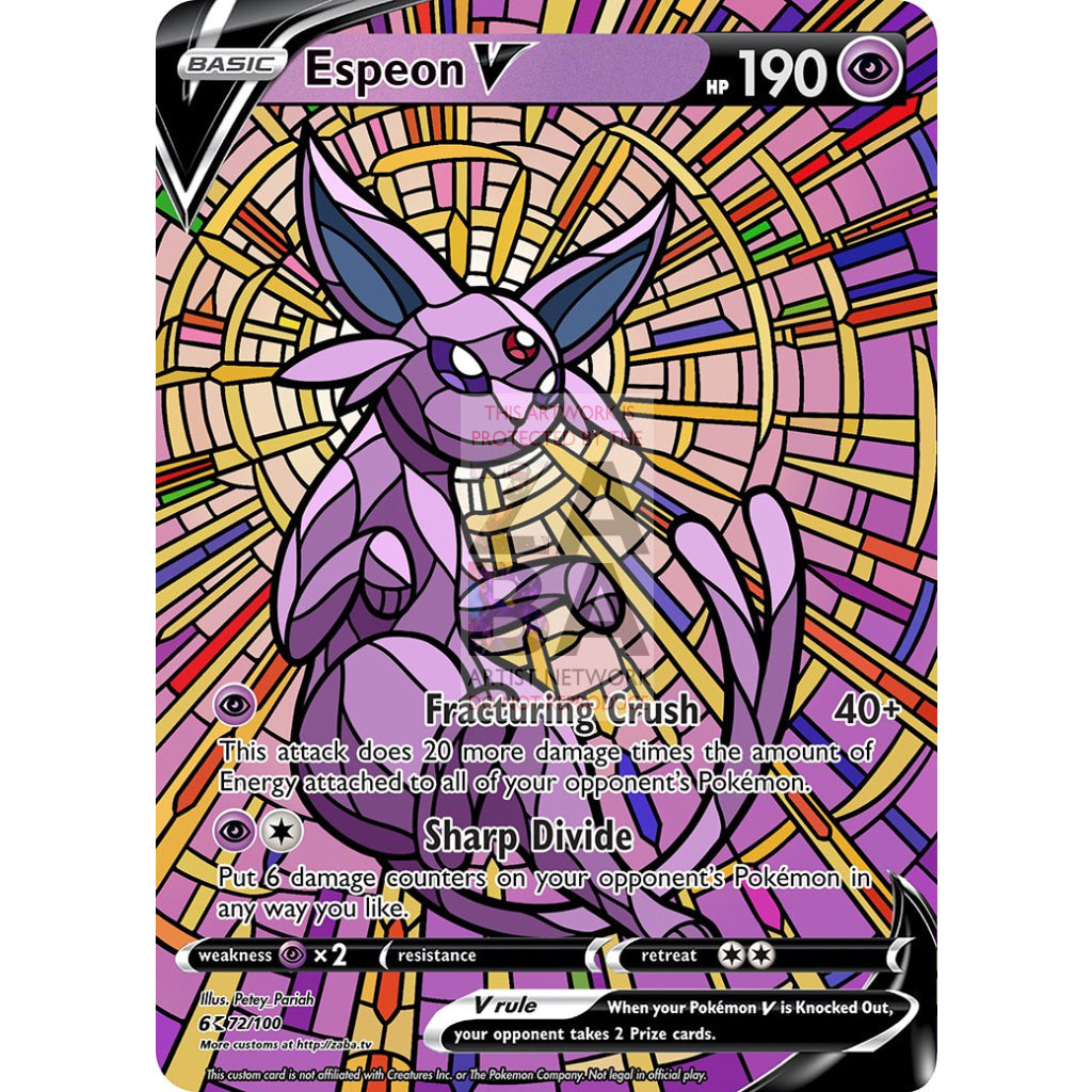 Espeon V Stained-Glass Custom Pokemon Card Standard / Silver Foil