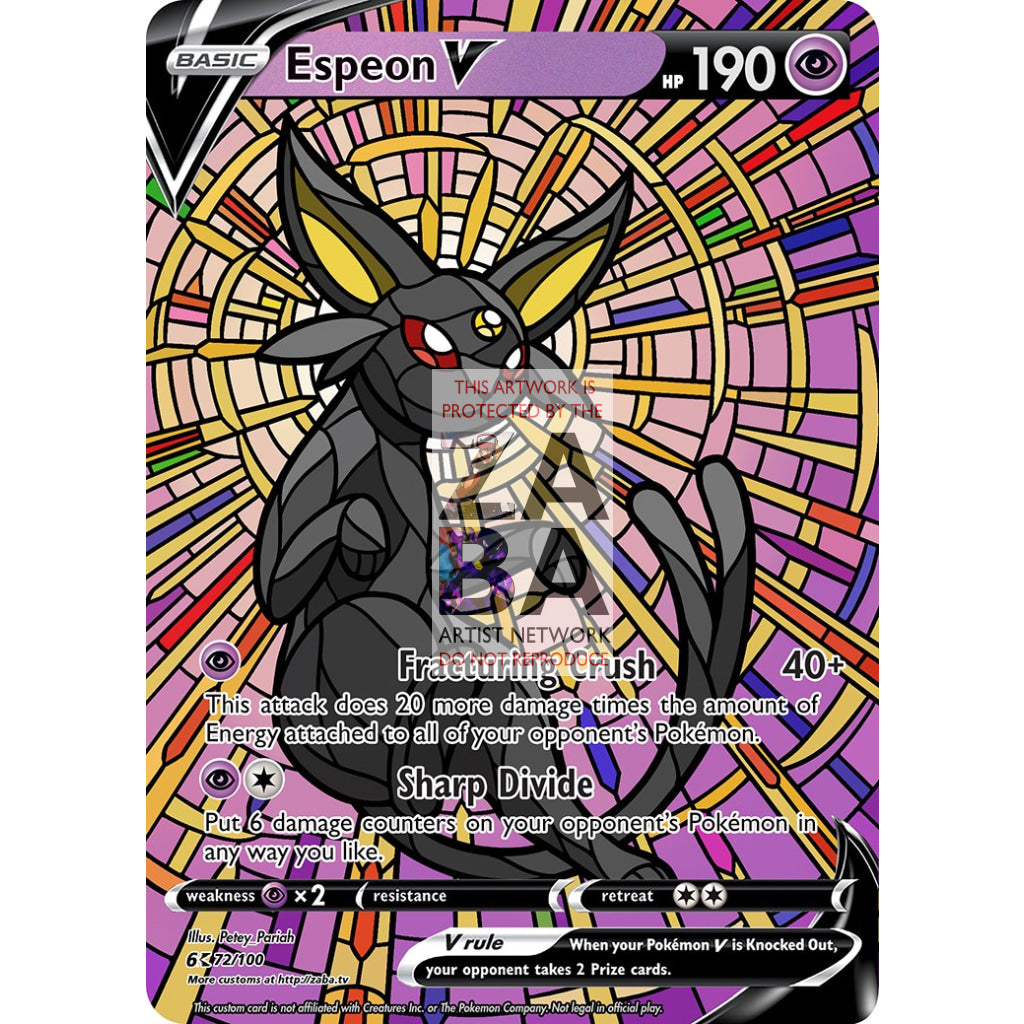 Espeon V Stained-Glass Custom Pokemon Card - ZabaTV