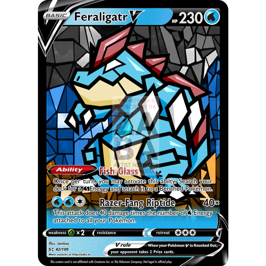 Feraligatr V (Stained-Glass) Custom Pokemon Card - ZabaTV