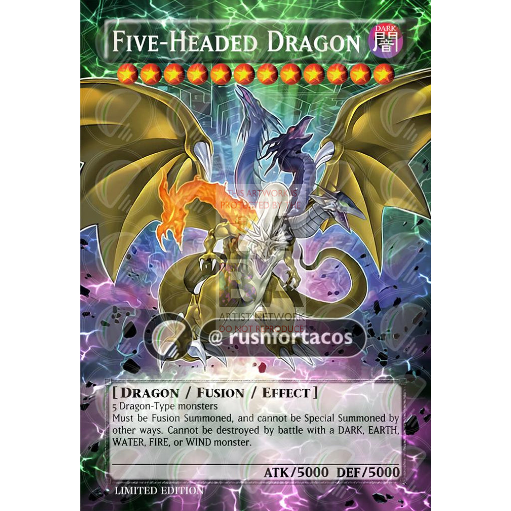Five-Headed Dragon Blhr-En000 Full Art Orica - Custom Yu-Gi-Oh! Card