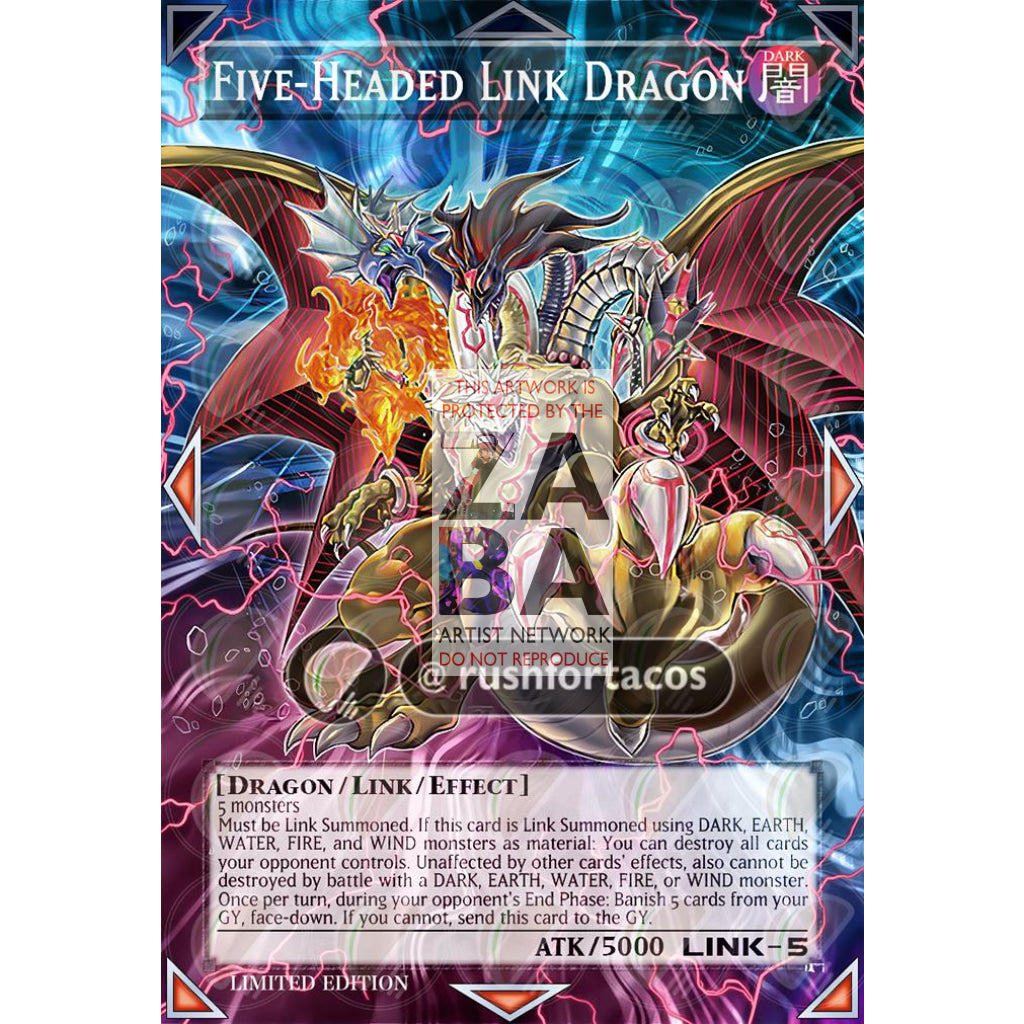 Five-Headed Link Dragon Full Art ORICA- Custom Yu-Gi-Oh! Card - ZabaTV