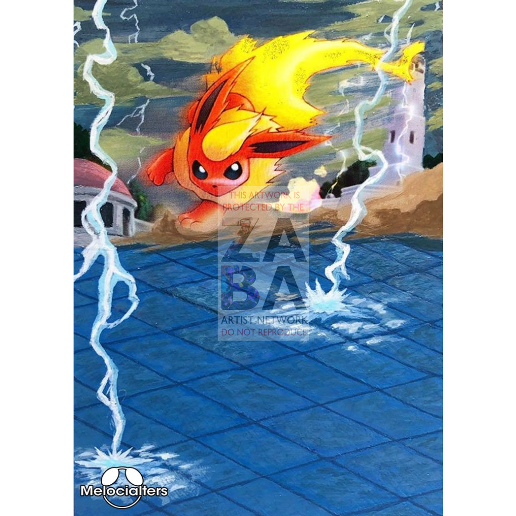 Flareon 5/113 Delta Species Extended Art Custom Pokemon Card Textless Silver Holographic