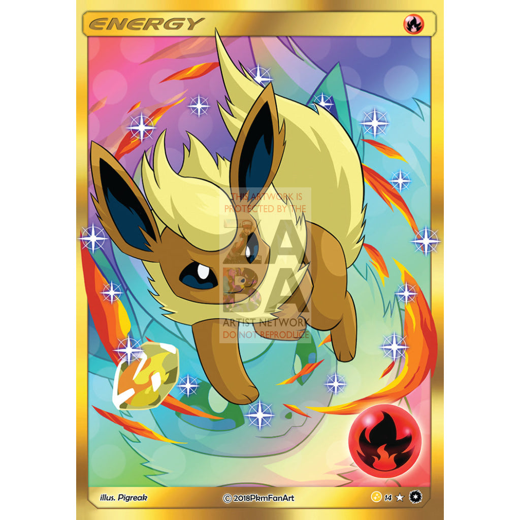 Flareon Fire Energy PIGREAK Custom Pokemon Card - ZabaTV