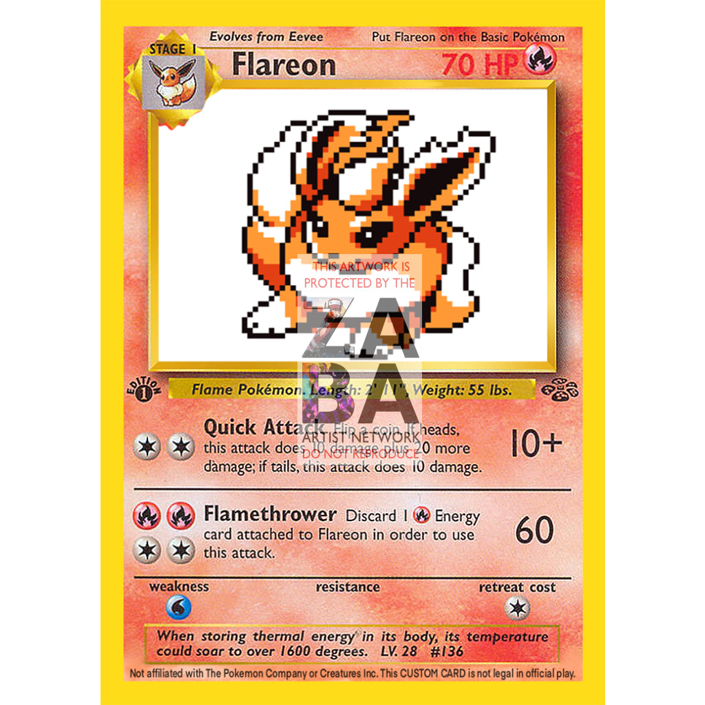 Flareon Game Sprite Custom Pokemon Card - ZabaTV