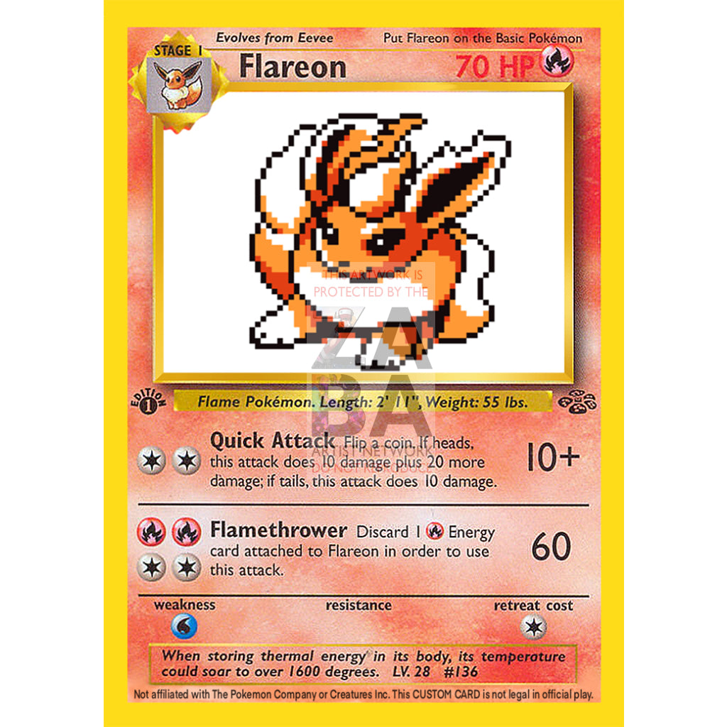 Flareon Game Sprite Custom Pokemon Card - ZabaTV