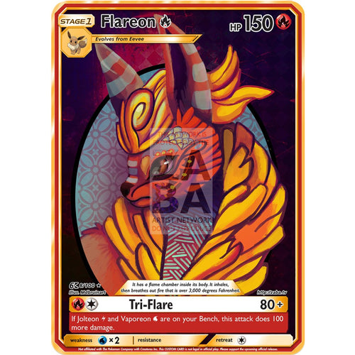 Flareon Tribal Art Custom Pokemon Card Text / Silver Foil