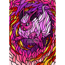 Flareon V Stained-Glass Custom Pokemon Card Cotton Candy Textless / Silver Foil