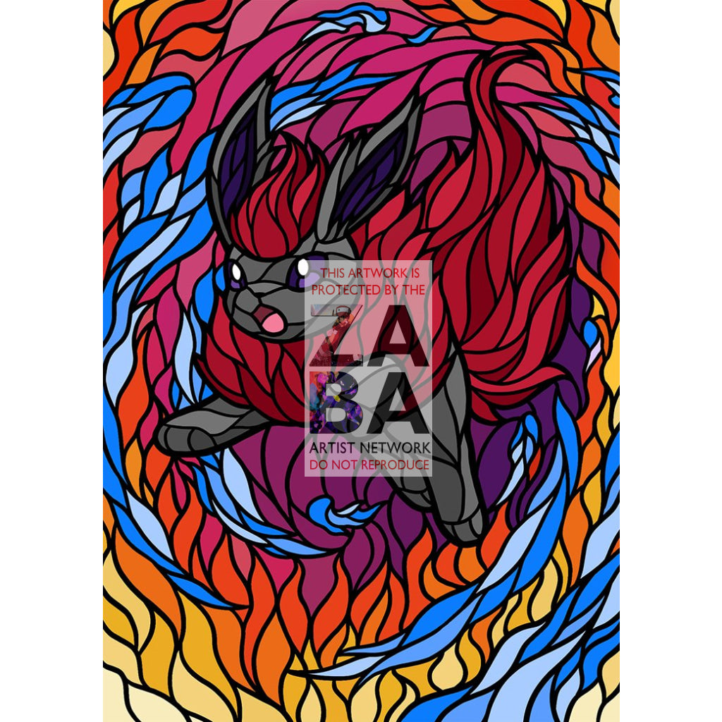 Flareon V Stained-Glass Custom Pokemon Card - ZabaTV