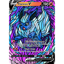 Flareon V Stained-Glass Custom Pokemon Card Shining Blue / Silver Foil
