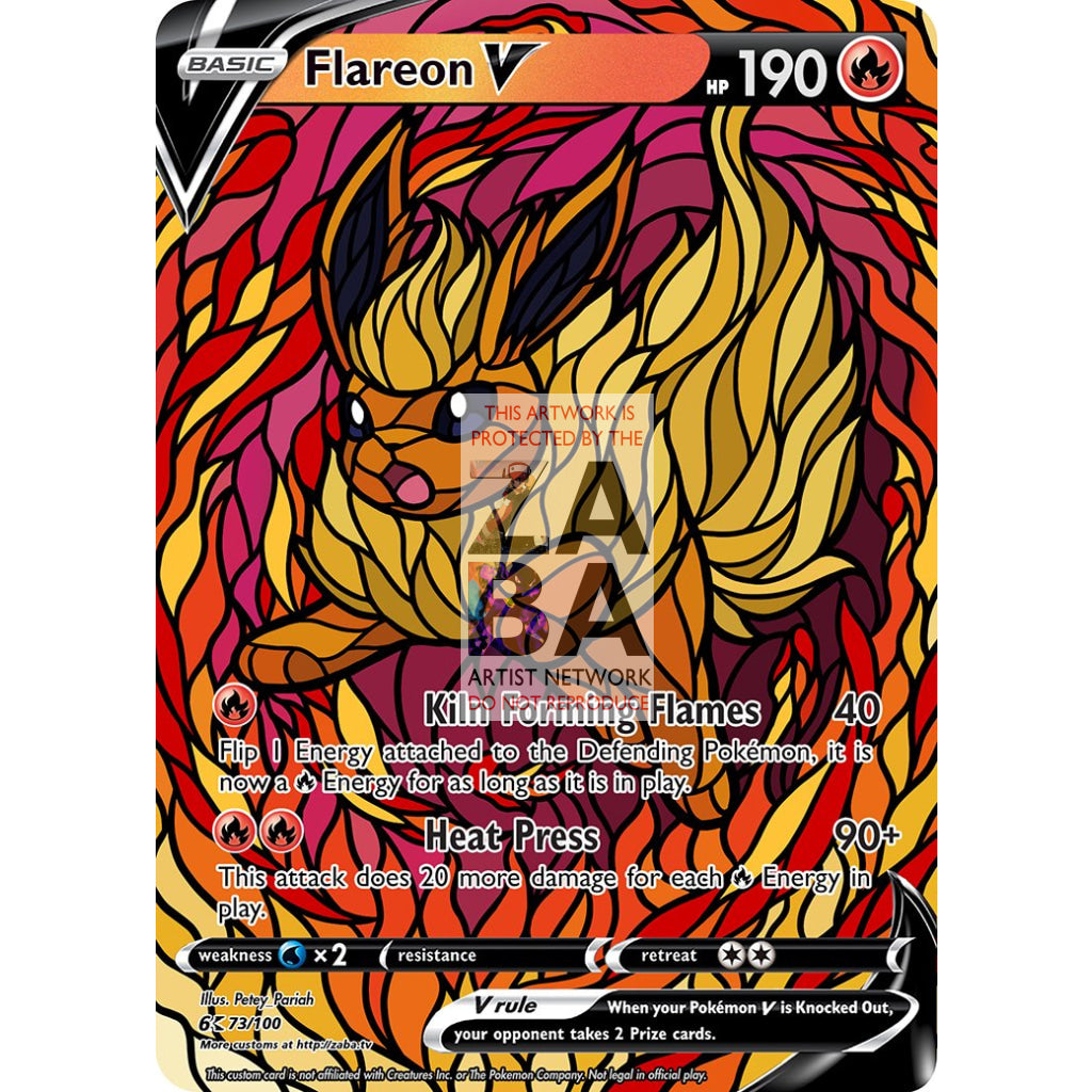 Flareon V Stained-Glass Custom Pokemon Card - ZabaTV