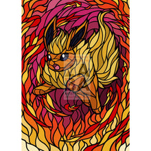 Flareon V Stained-Glass Custom Pokemon Card Shining Textless / Silver Foil