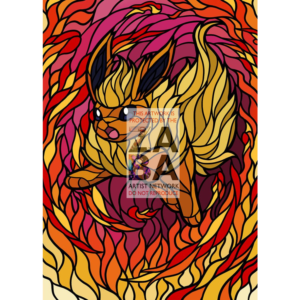 Flareon V Stained-Glass Custom Pokemon Card - ZabaTV