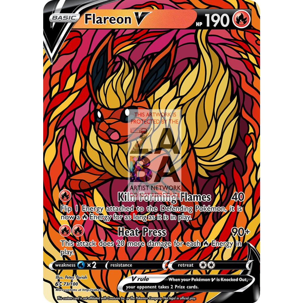 Flareon V Stained-Glass Custom Pokemon Card - ZabaTV