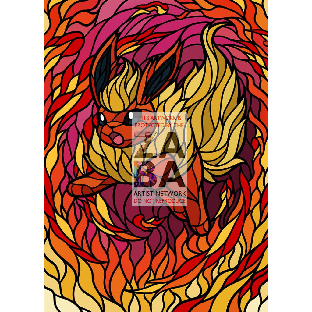 Flareon V Stained-Glass Custom Pokemon Card - ZabaTV