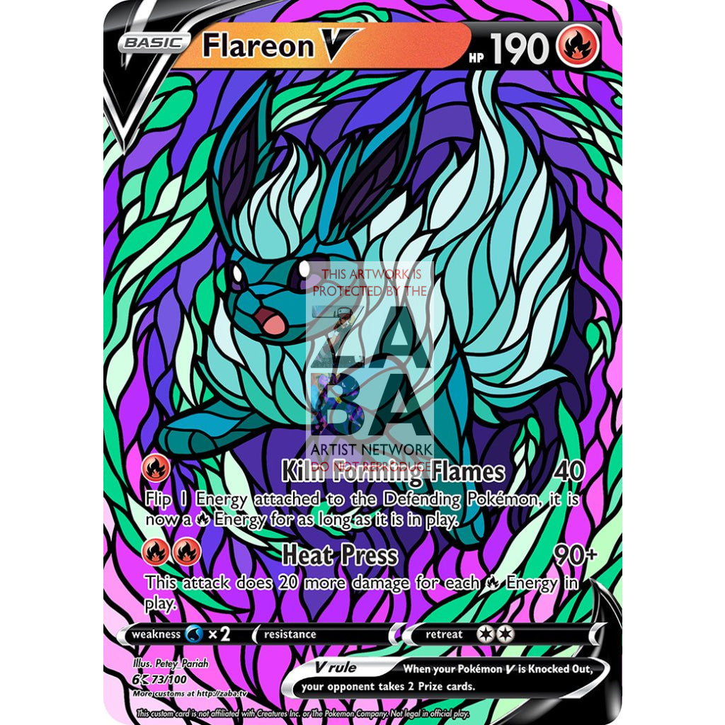 Flareon V Stained-Glass Custom Pokemon Card - ZabaTV