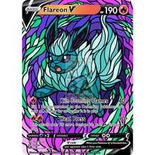 Flareon V Stained-Glass Custom Pokemon Card Will-O-Wisp / Silver Foil