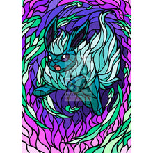 Flareon V Stained-Glass Custom Pokemon Card Will-O-Wisp Textless / Silver Foil