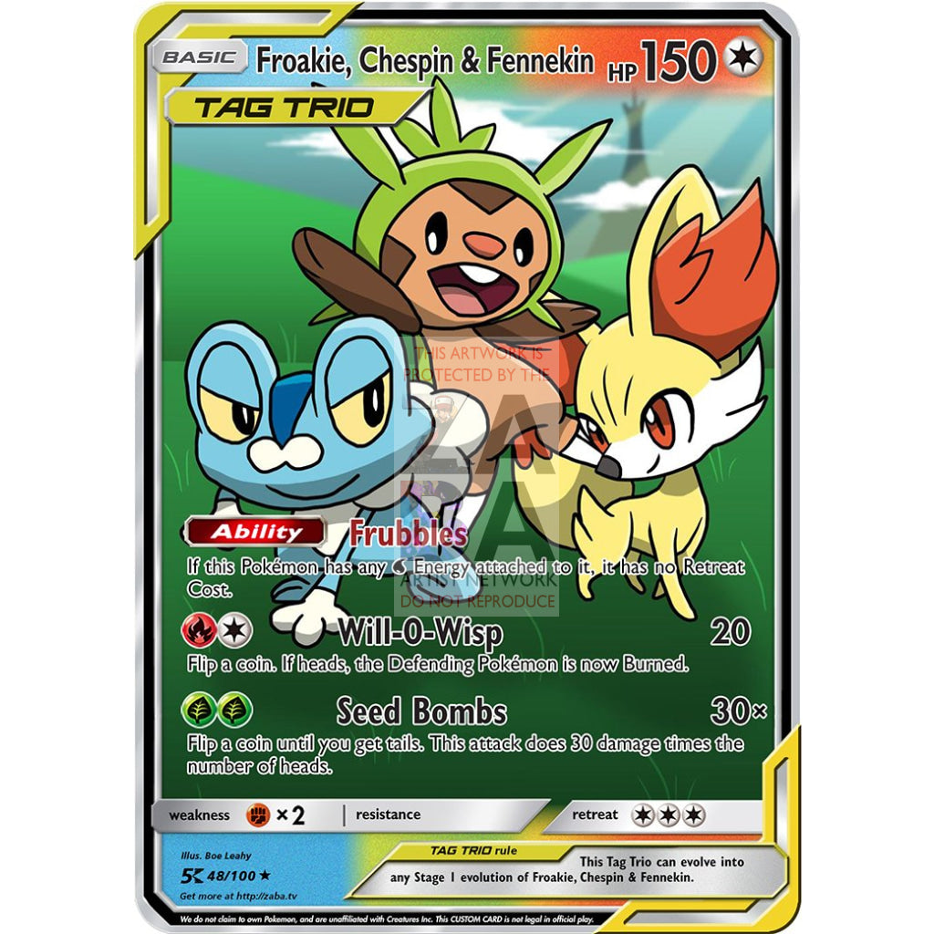 Froakie Chespin & Fennekin Tag Trio Custom Pokemon Card