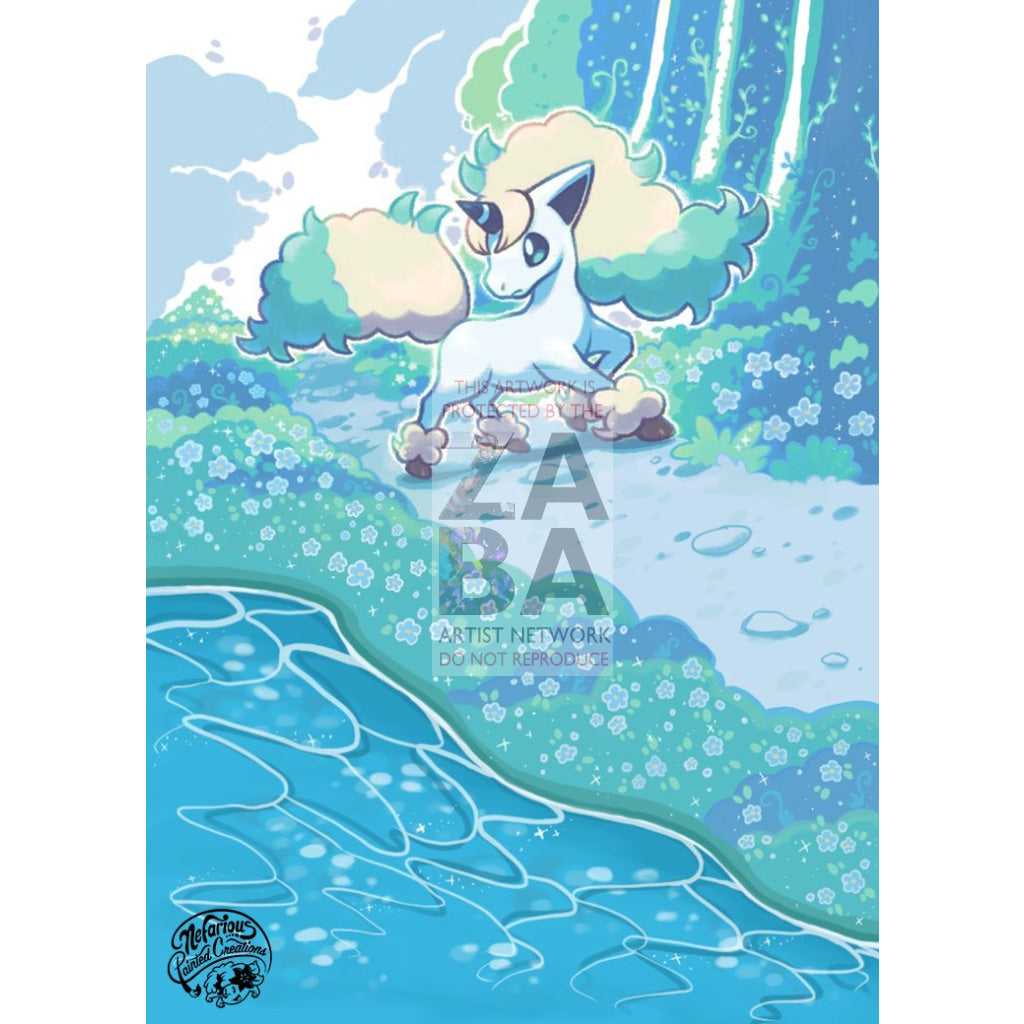 Galarian Ponyta 81/202 Sword & Shield Extended Art Custom Pokemon Card Silver Foil / Shining
