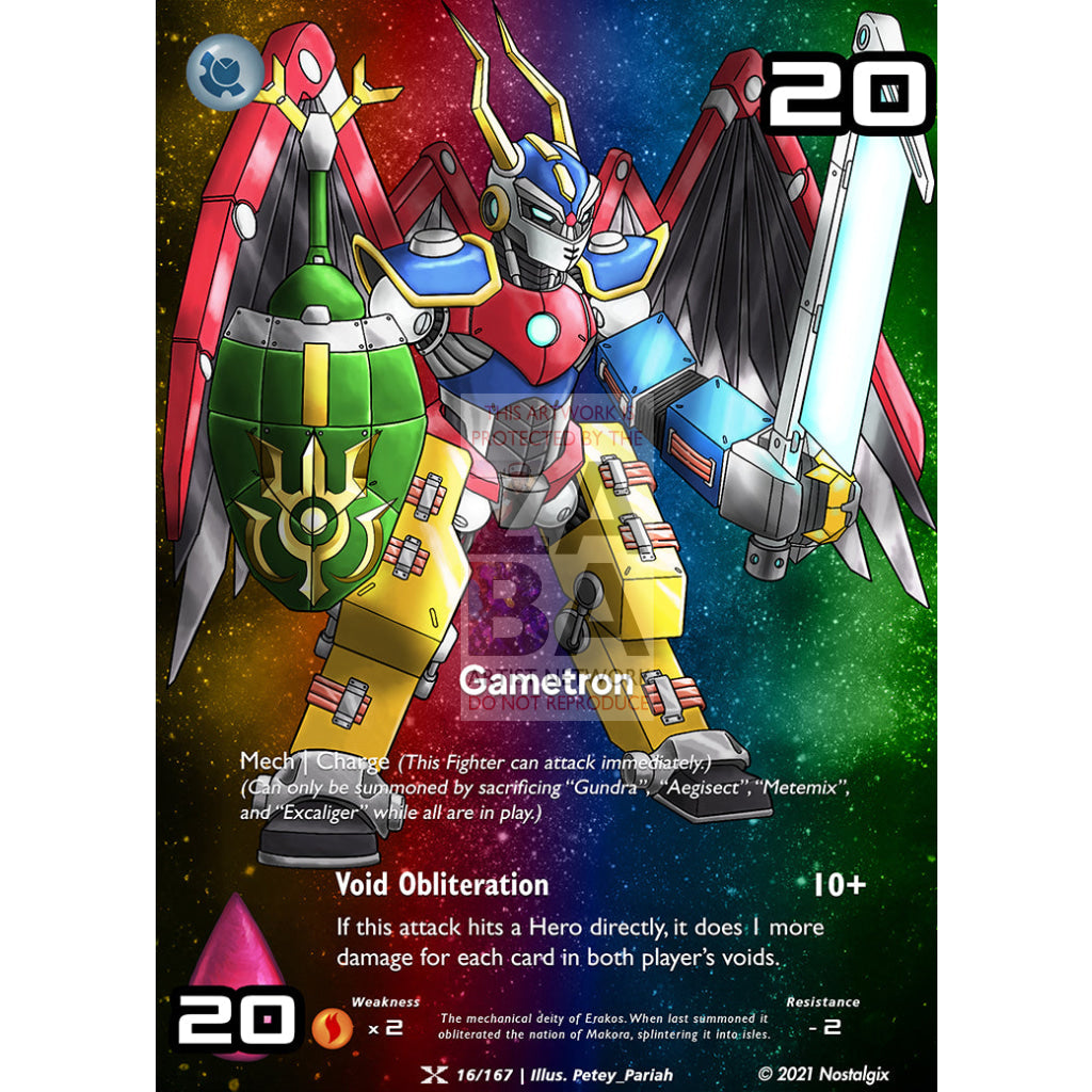 Gametron 16/167 Base Set Extended Art Custom Nostalgix Card With Text / Star Holographic