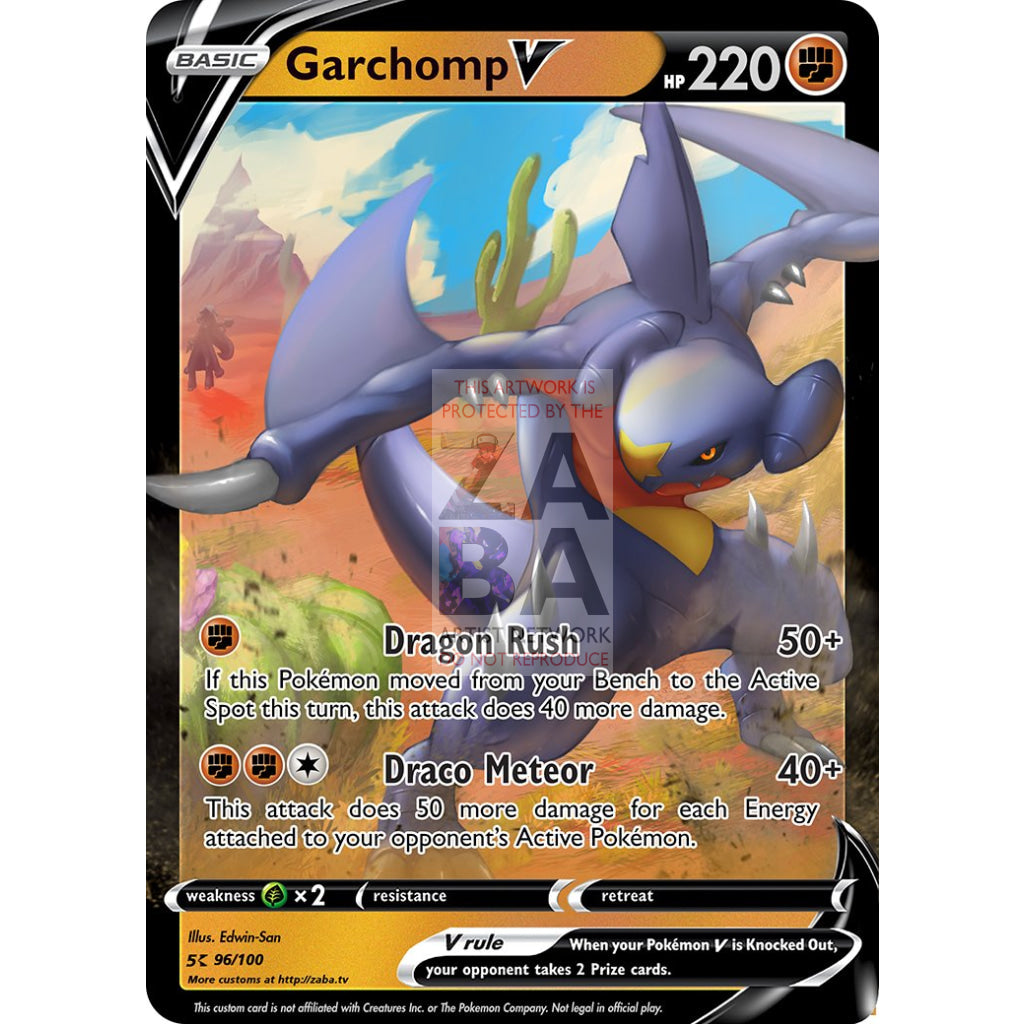 Garchomp V Custom Pokemon Card Silver Foil