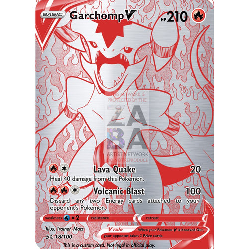 Garchomp V (Fire Type) Custom Pokemon Card