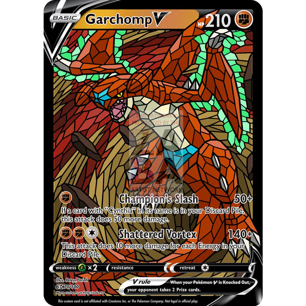 Garchomp V Stained-Glass Custom Pokemon Card Beta / Silver Foil