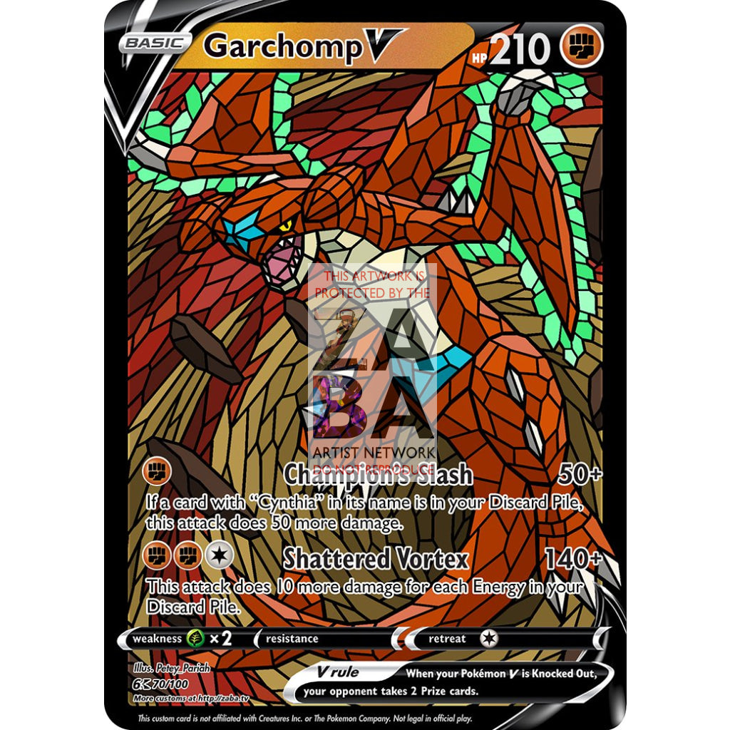 Garchomp V Stained-Glass Custom Pokemon Card - ZabaTV