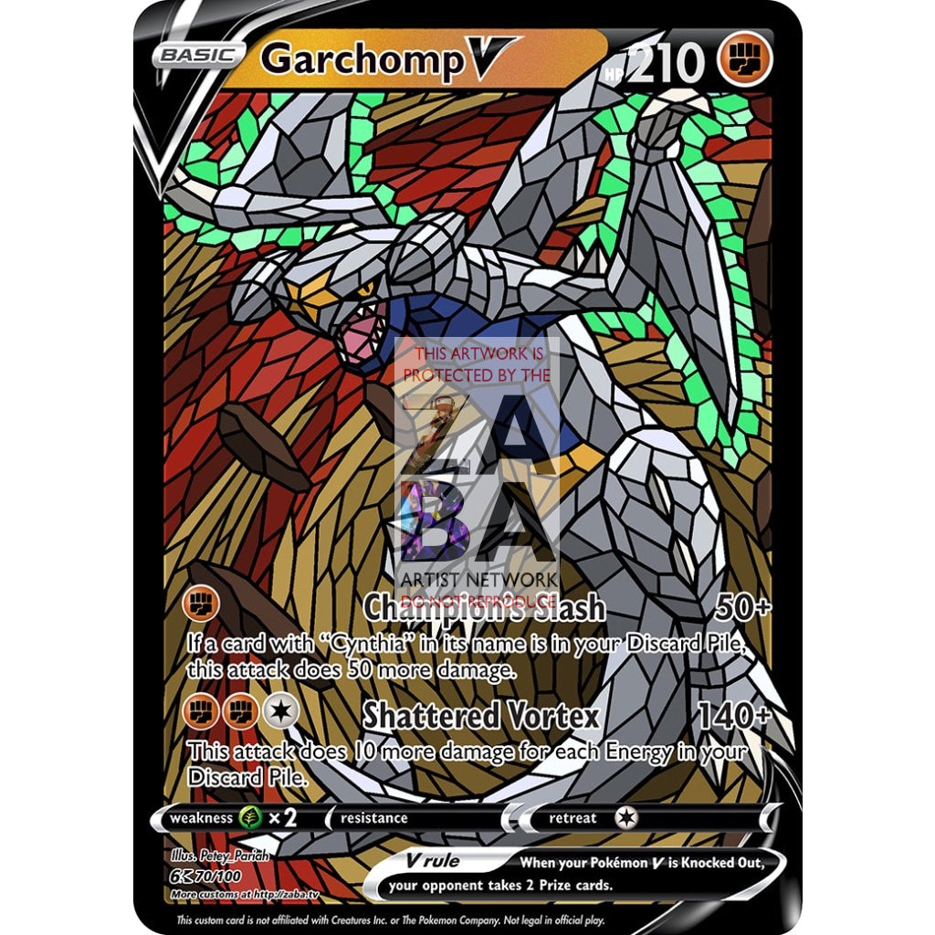 Garchomp V Stained-Glass Custom Pokemon Card - ZabaTV