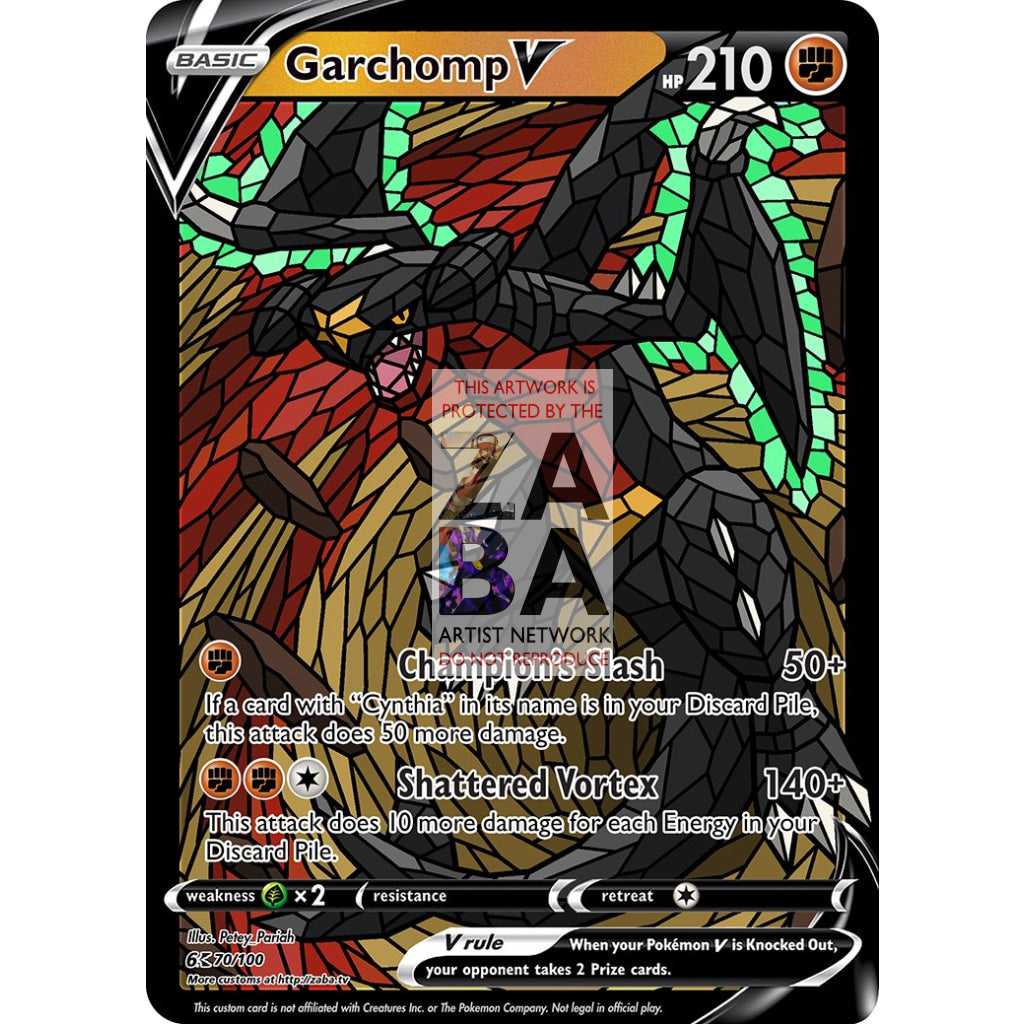 Garchomp V Stained-Glass Custom Pokemon Card - ZabaTV