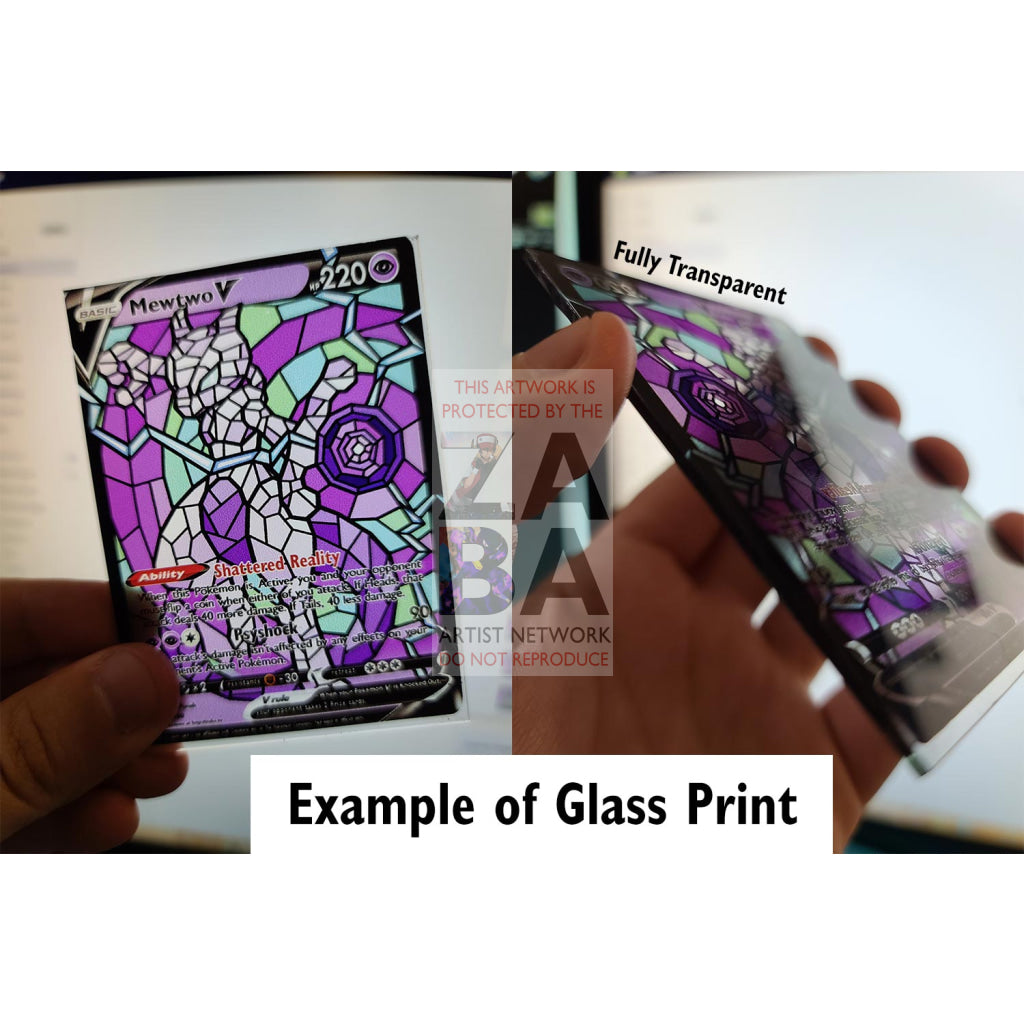 Garchomp V Stained-Glass Custom Pokemon Card Standard / On Actual Glass
