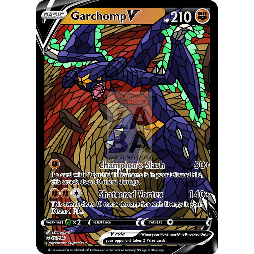 Garchomp V Stained-Glass Custom Pokemon Card Standard / Silver Foil