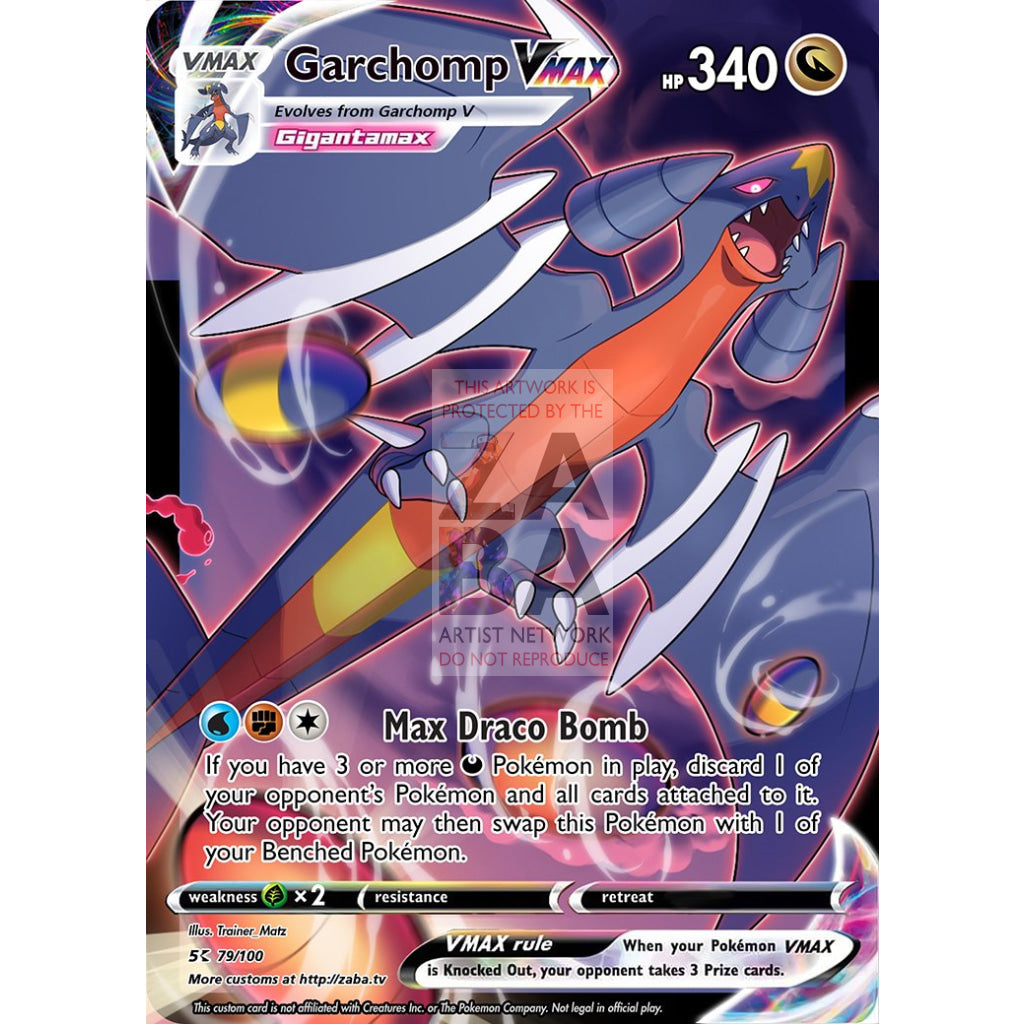 Garchomp Vmax Custom Pokemon Card Silver Foil