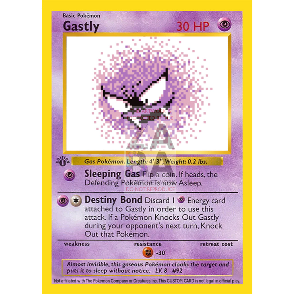Gastly Game Sprite Custom Pokemon Card - ZabaTV