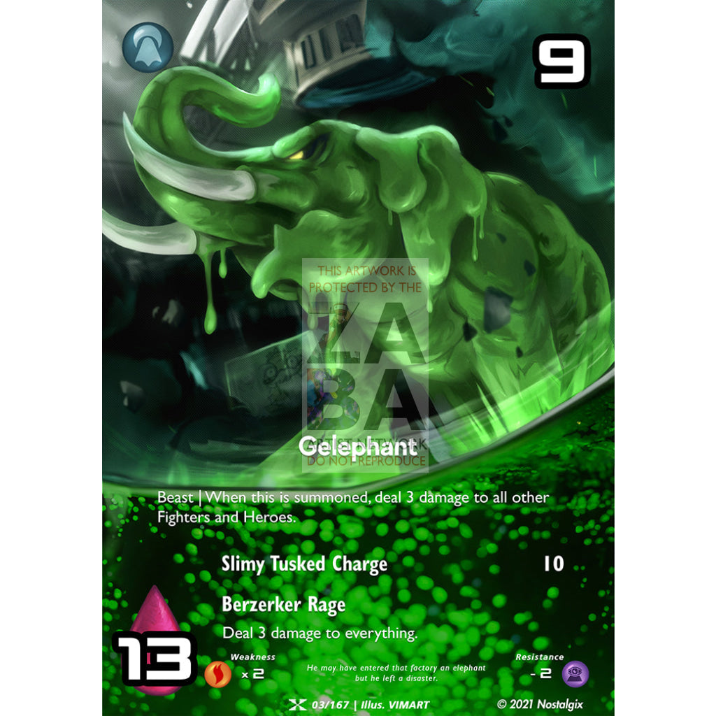 Gelephant 3/167 Base Set Extended Art Custom Nostalgix Card With Text / Star Holographic