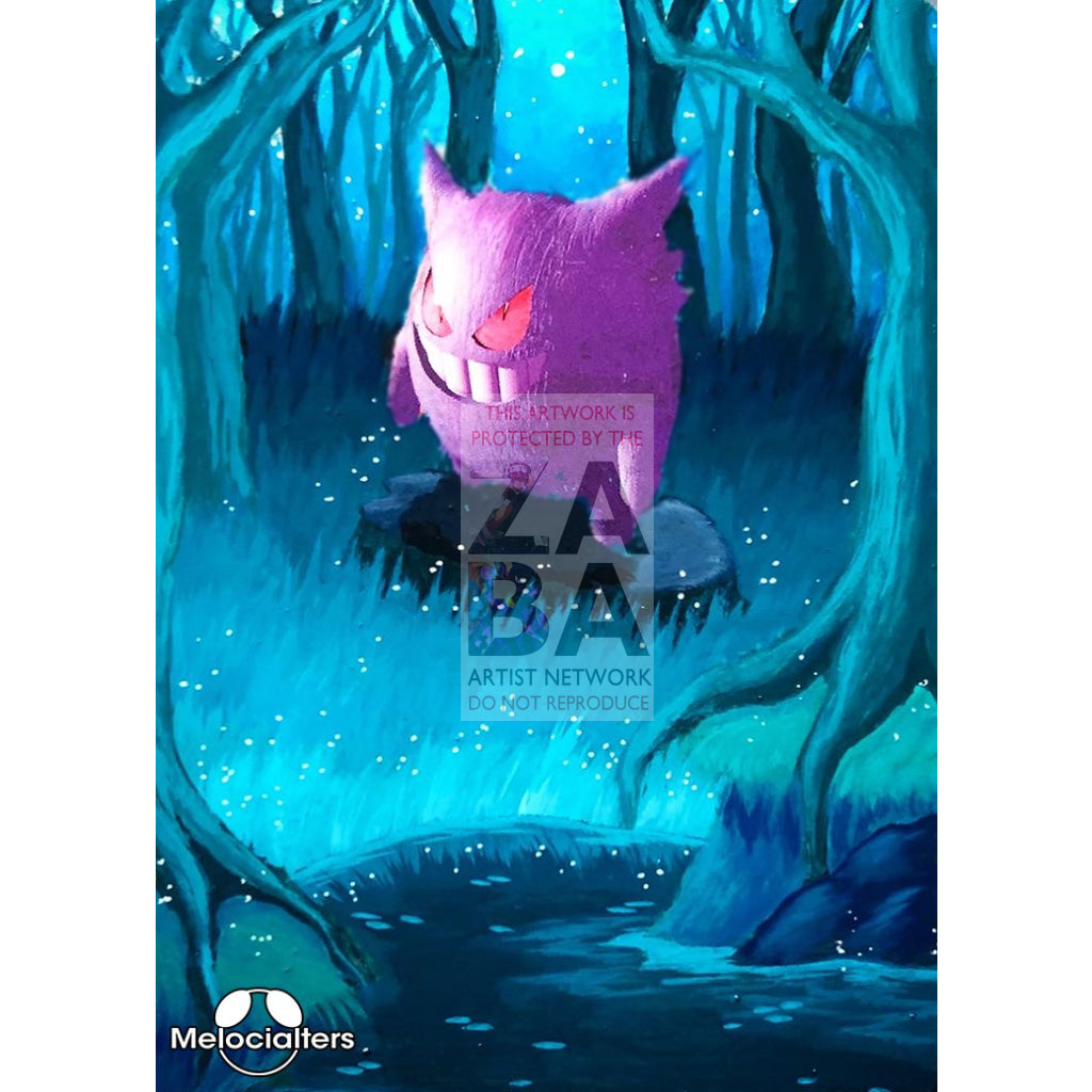 Gengar 5/62 Fossil Extended Art Custom Pokemon Card Textless Silver Holographic