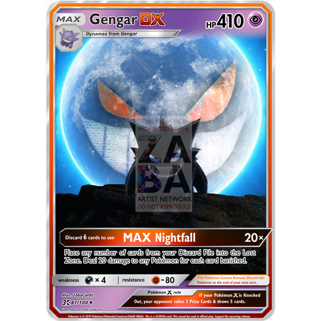 Gengar DX (Glow in the Dark Optional) Custom Pokemon Card - ZabaTV