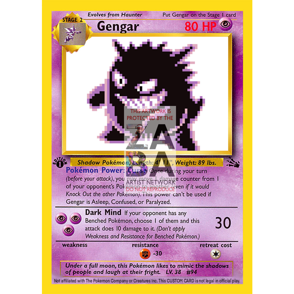 Gengar Game Sprite Custom Pokemon Card - ZabaTV