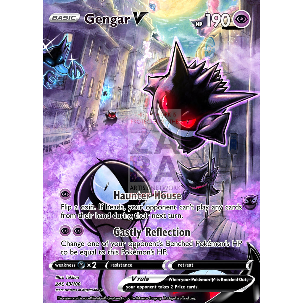Gengar V Full Art Custom Pokemon Card Silver Foil / With Text