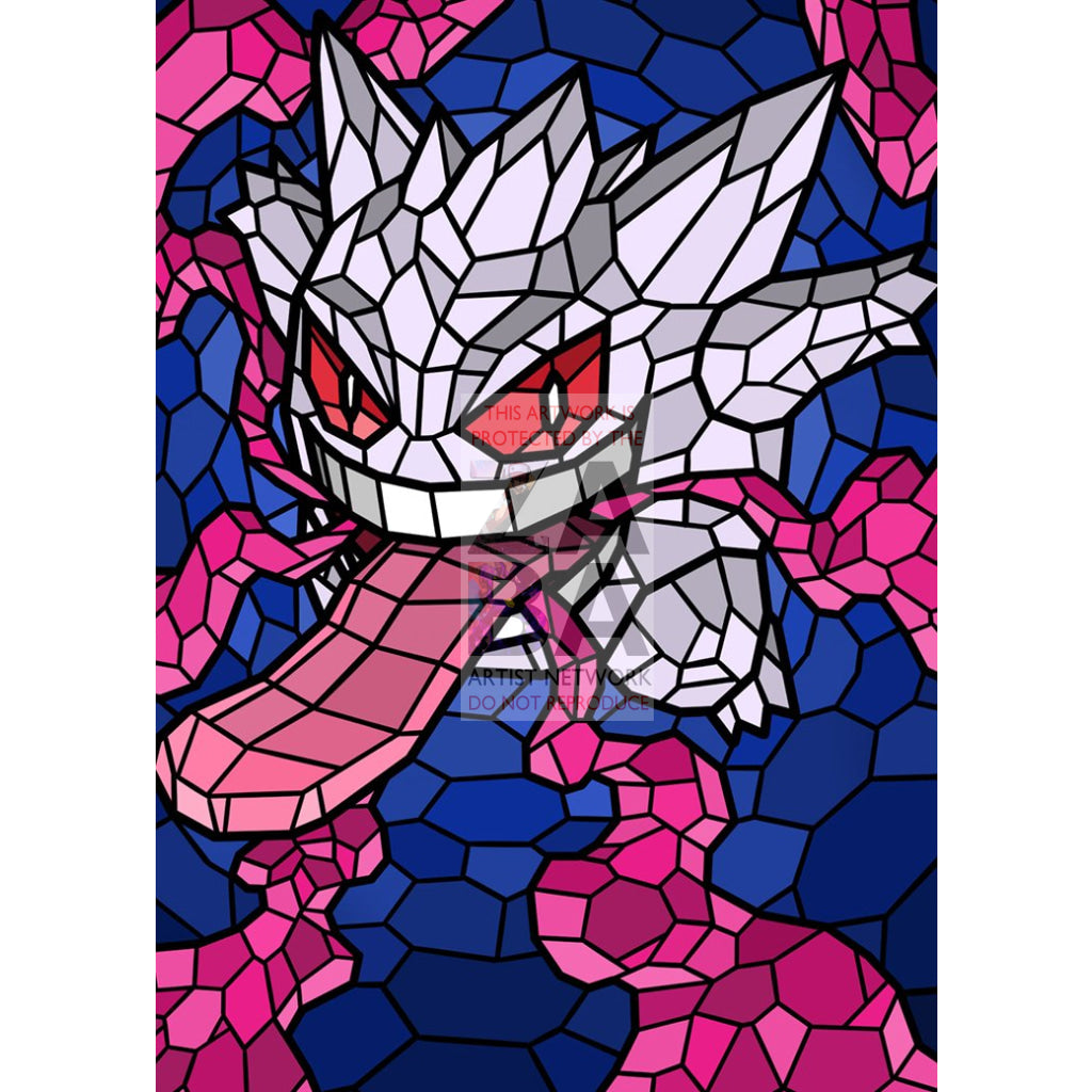 Gengar V (Stained-Glass) Custom Pokemon Card Shining White / Textless Silver Foil