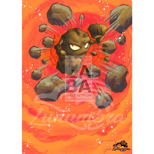Geodude 47/62 Fossil Extended Art Custom Pokemon Card Textless Silver Holographic