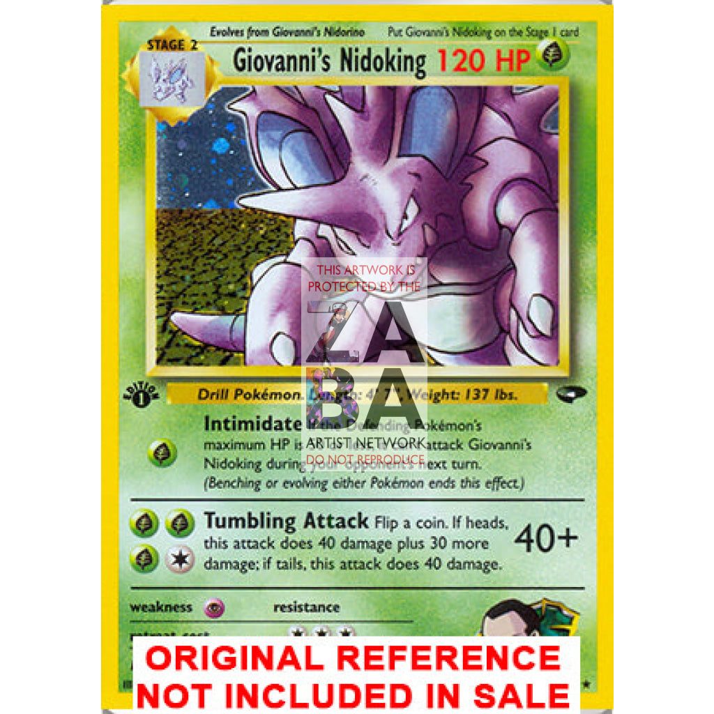 Giovanni's Nidoking 7/132 Gym Challenge Extended Art Custom Pokemon Card - ZabaTV