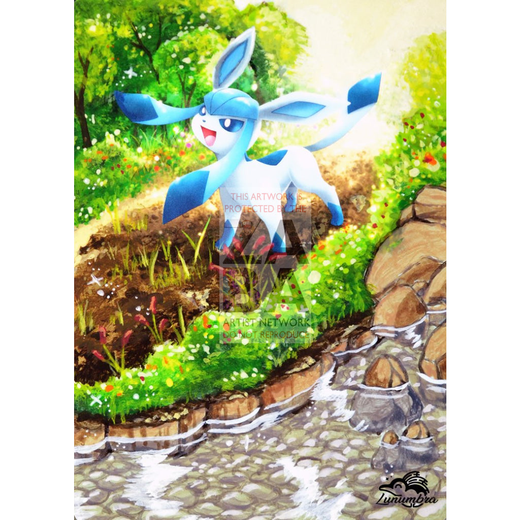 Glaceon 19/111 Furious Fists Extended Art Custom Pokemon Card Textless Silver Holographic
