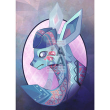 Glaceon Tribal Art Custom Pokemon Card Textless / Silver Foil