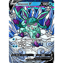 Glaceon V Stained-Glass Custom Pokemon Card Aurora / Silver Foil