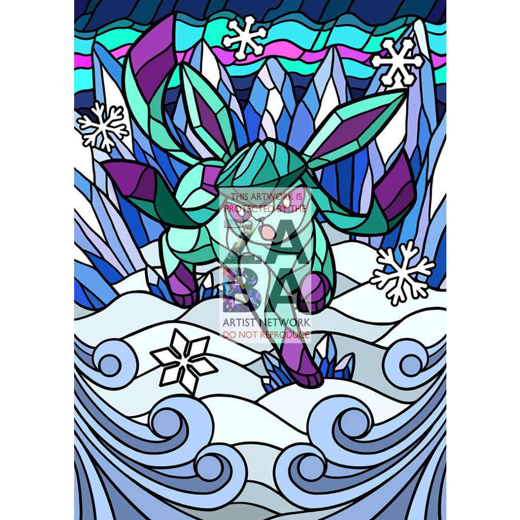 Glaceon V Stained-Glass Custom Pokemon Card - ZabaTV